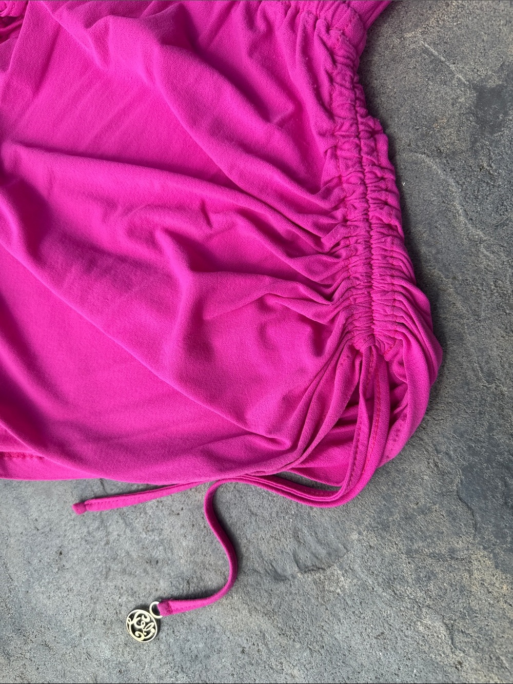Luli Fama size MED coverup. Bright Pink Drawstring Waist Tunic Top - Picture 7 of 8